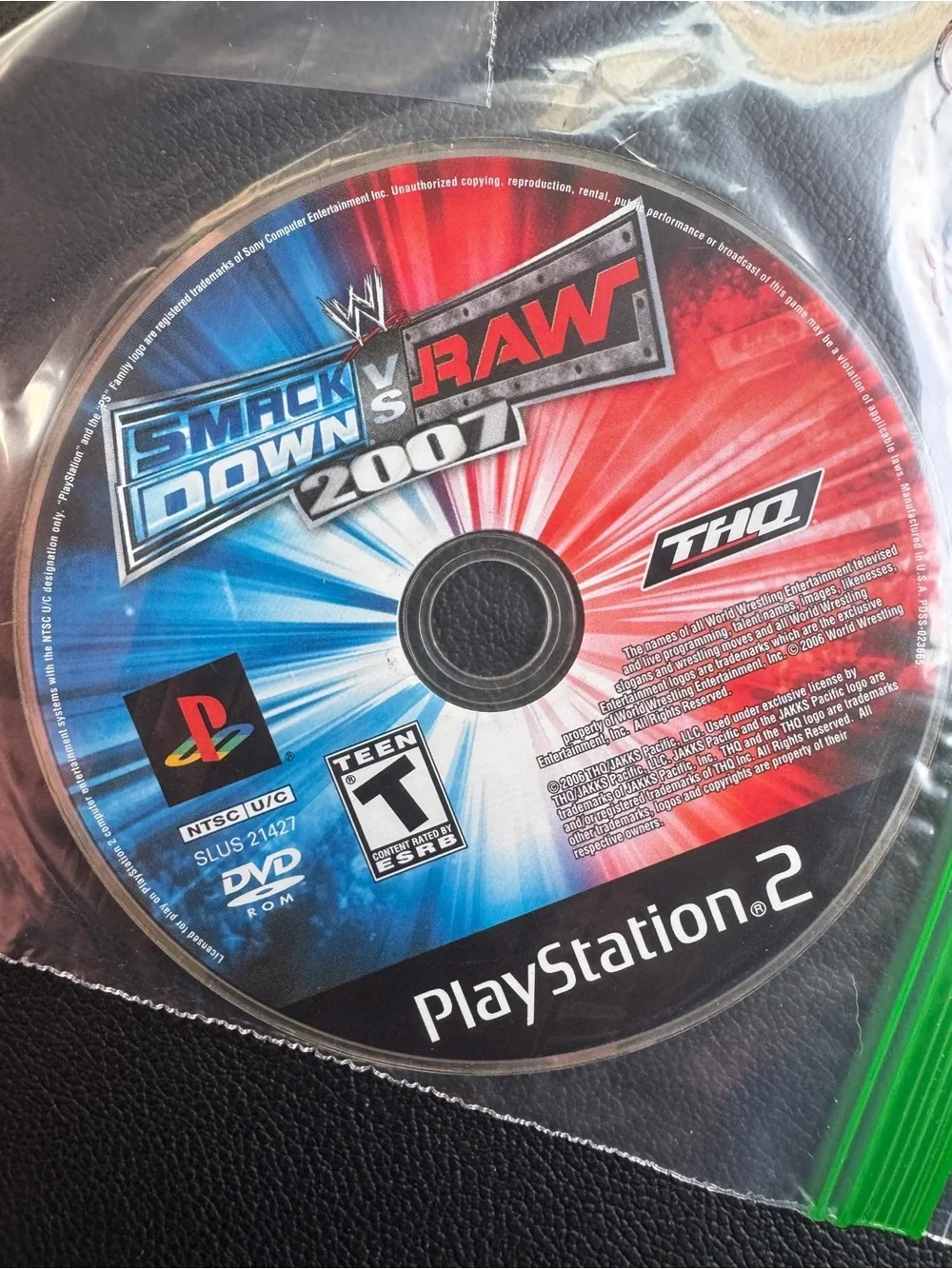 WWE SmackDown vs. Raw 2007 video game disc for Sony PlayStation 2